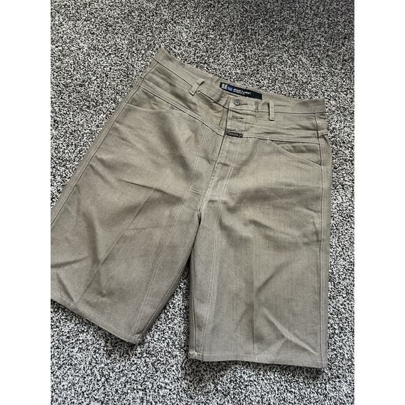 Vintage 90s Marithe Francois Girbaud Mens 38x11.5 Baggy Denim Shorts Khaki - Picture 1 of 10